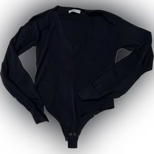 Zara Knits long-sleeve sweater bodysuit. EUC Chic Preppy Dark Layers Winter Sz S